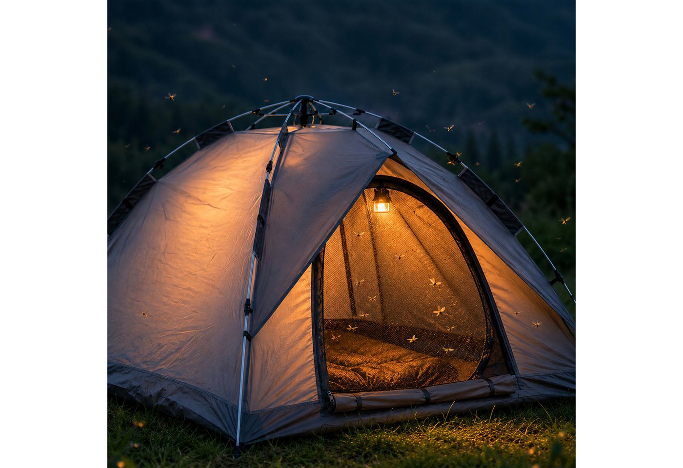 Relaxdays Campingzelt Polyester Grau Silber Schwarz Automatisch Wasserabweisend UV-Schutz mit Moskitonetz 135 cm x 200 cm x 200 cm 2.5 kg Bild 2