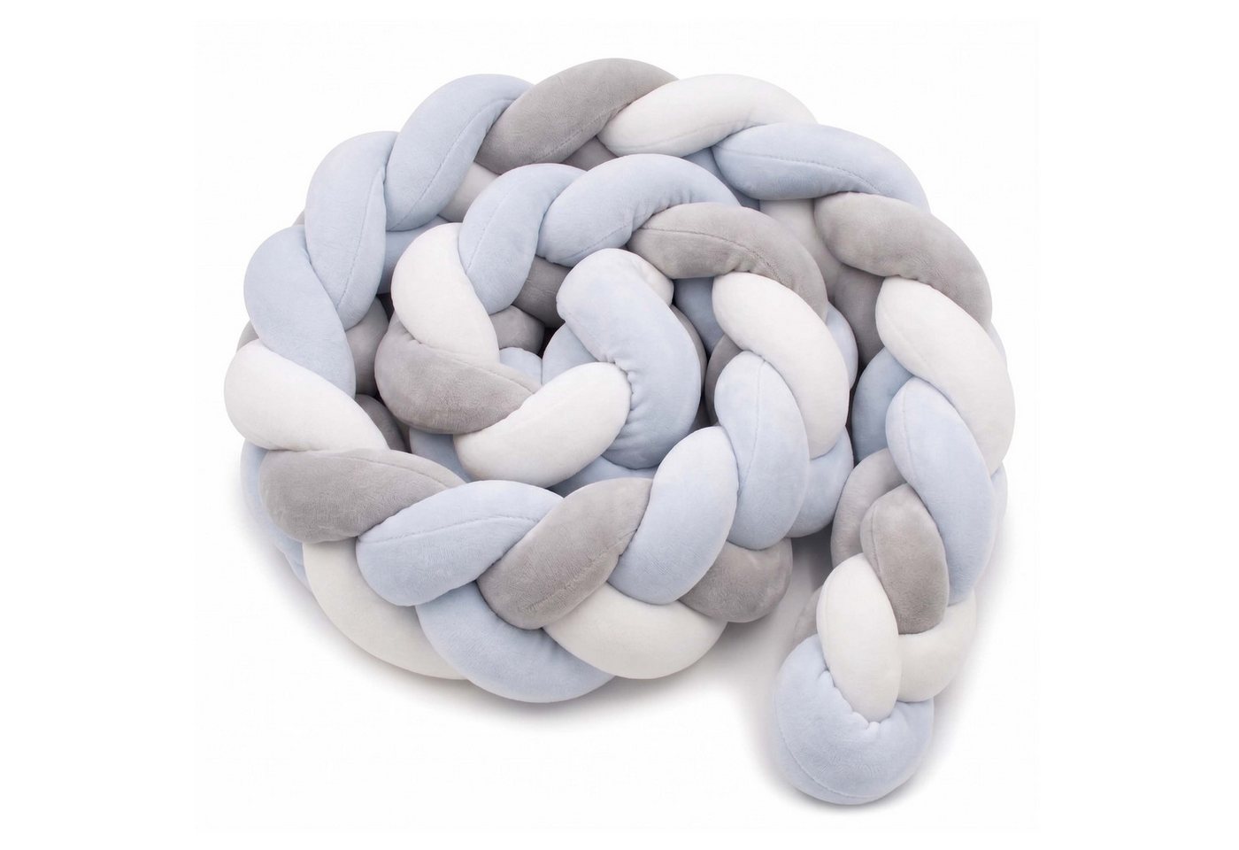 Relaxdays Bettschlange Polyester Grau-Blau Geflochten 220 cm x ø 12 cm 1 kg Bild 5