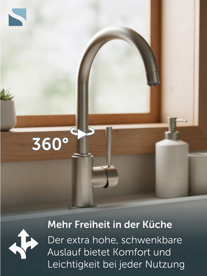Schütte Spültischarmatur Cornwall Edelstahl gebürstet Bild 5