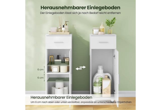 EUGAD Badezimmerschrank mit 1 Schubladen Verstellbarer Trennwand