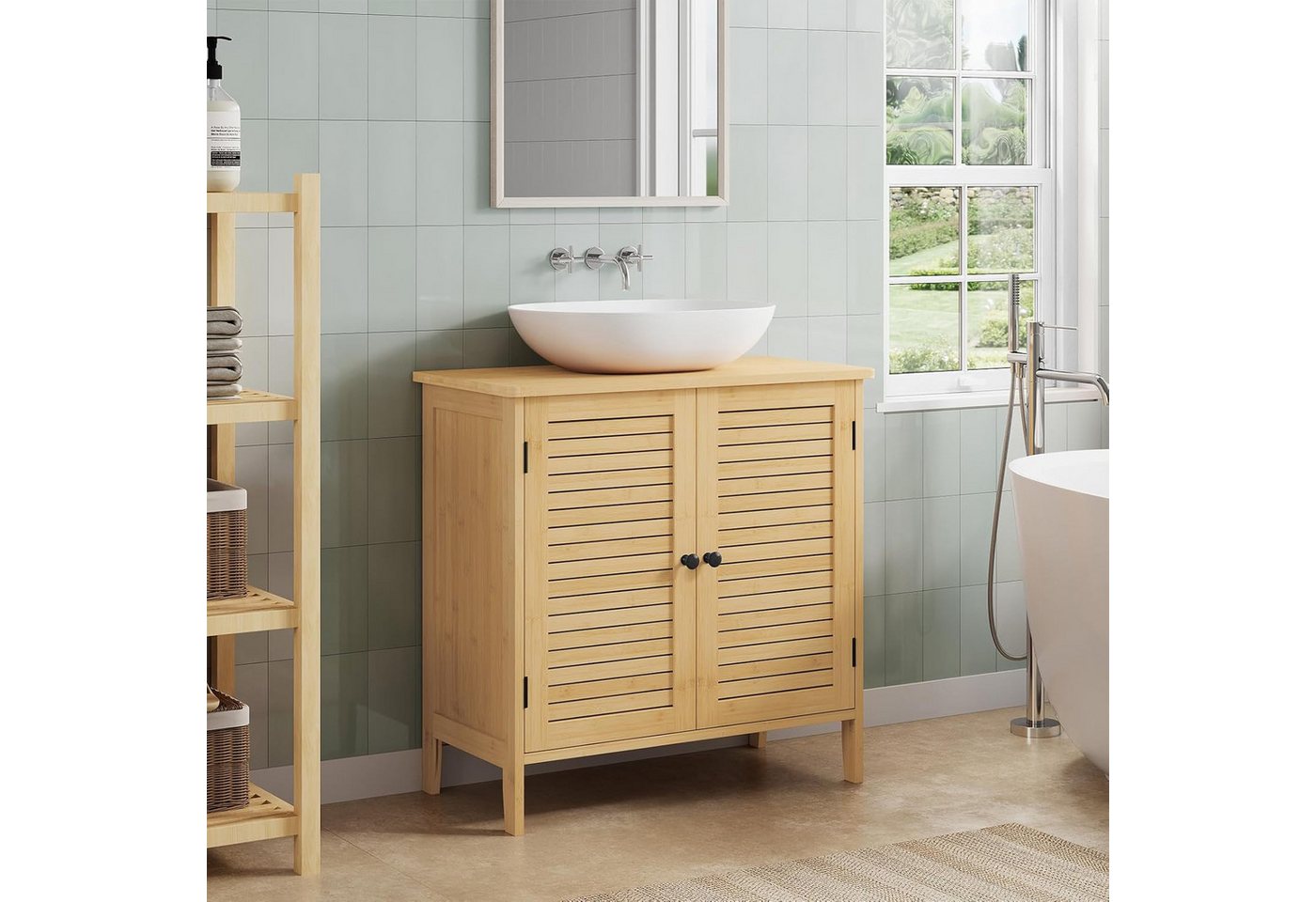 EUGAD Waschbeckenunterschrank aus Bambus 60x60x30 cm Bild 5