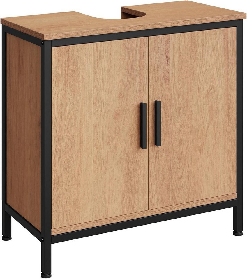 EUGAD Waschbeckenunterschrank 60 x 60 x 30 cm Schwarz mit höhenVerstellbarer Trennwand Bild 2