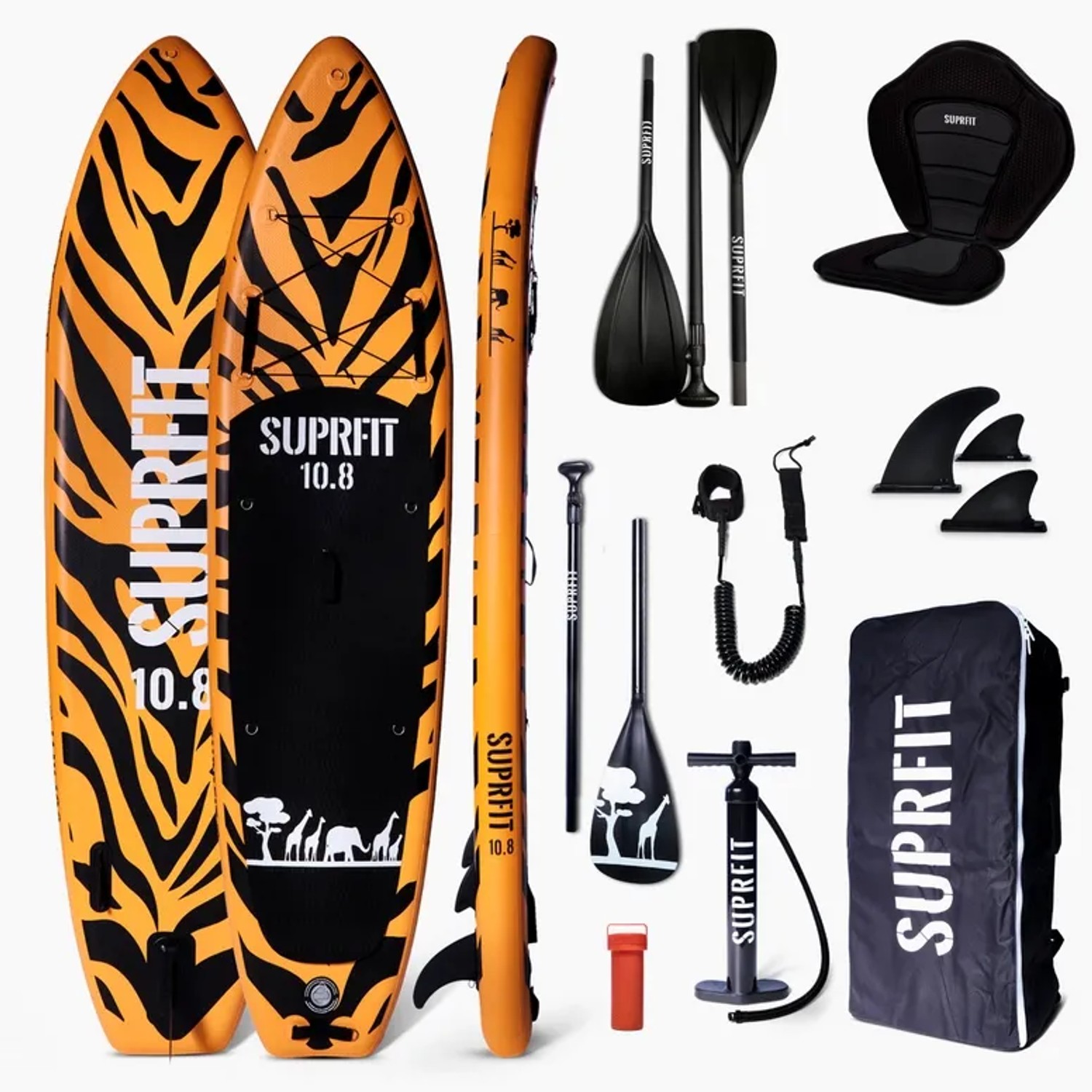 Suprfit SUP Board Set Safari Zebra inkl. Sitz und Kajak Paddle