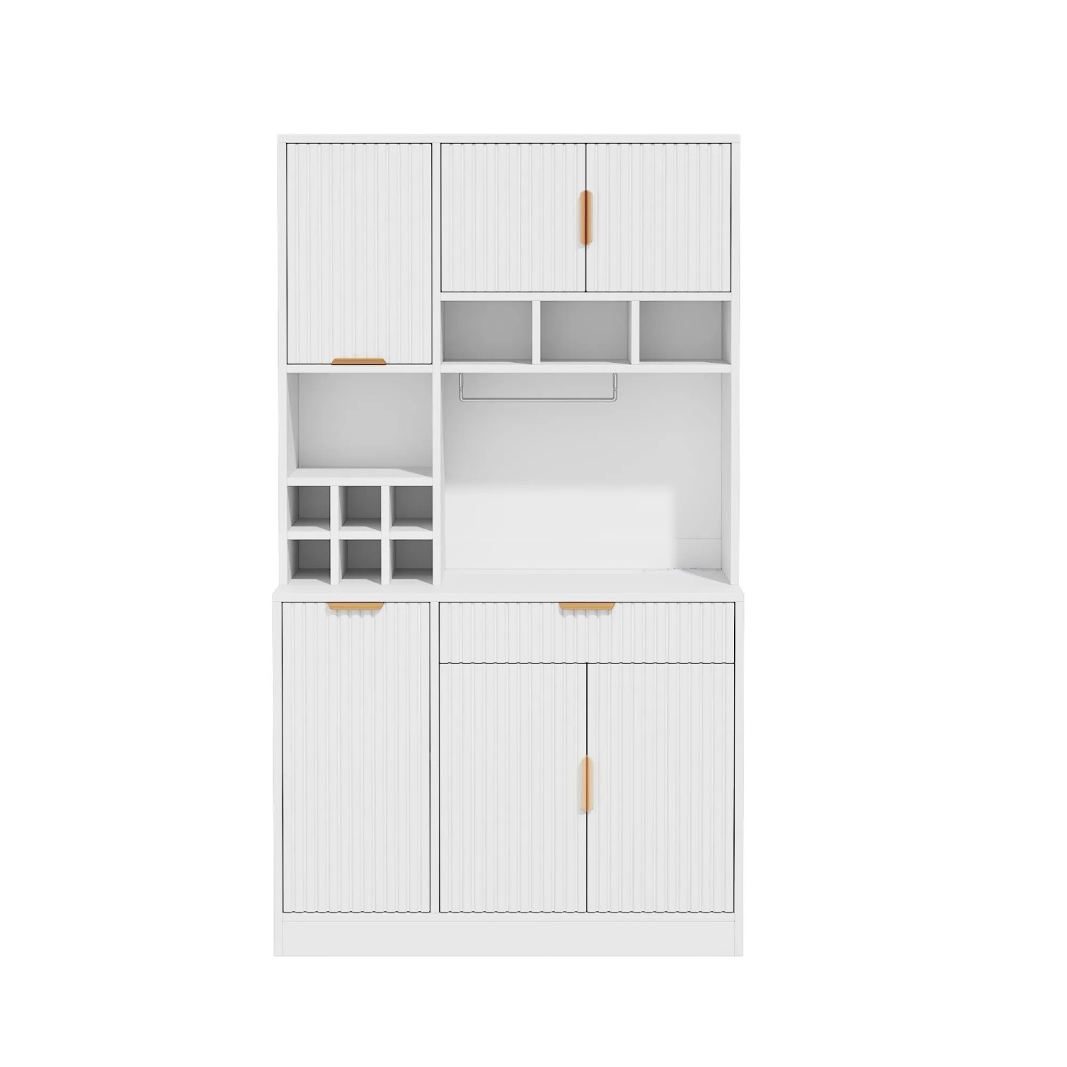 Merax Buffetschrank 100x40x175cm USB Steckdose Weinglashalter Weiß