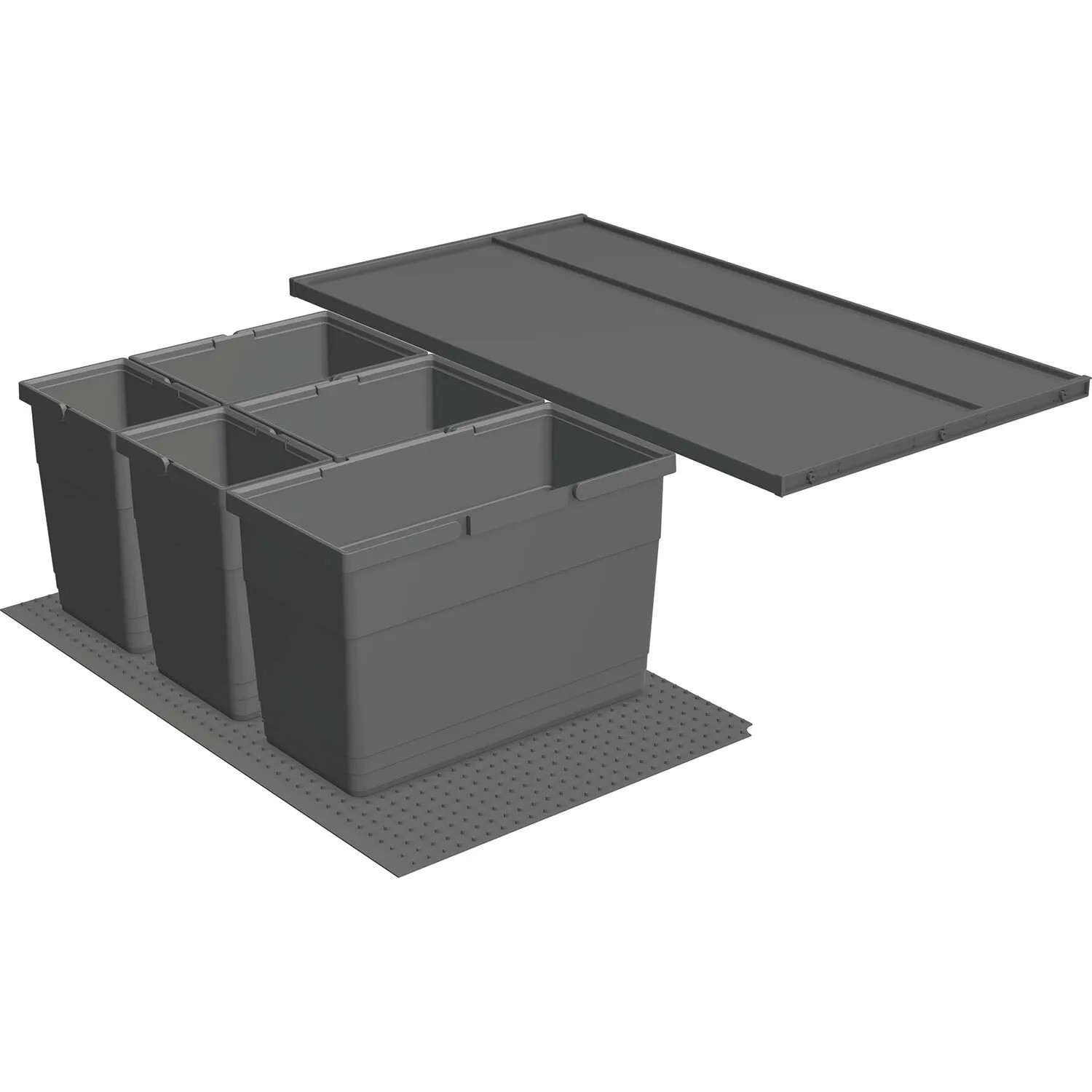 Ninka Abfallsammler Eins2vier Servo-Drive Uno für Legrabox Korpusbreite 900mm 2x6, 2x13,5, 1x21, Kunststoff Dunkelgrau