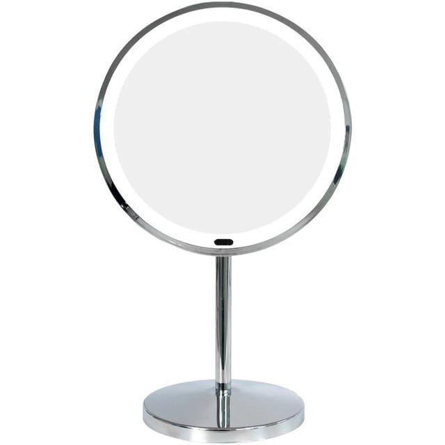 Euroshowers LED Kosmetikspiegel Chrom mit 5x Vergrößerung 33,5 cm