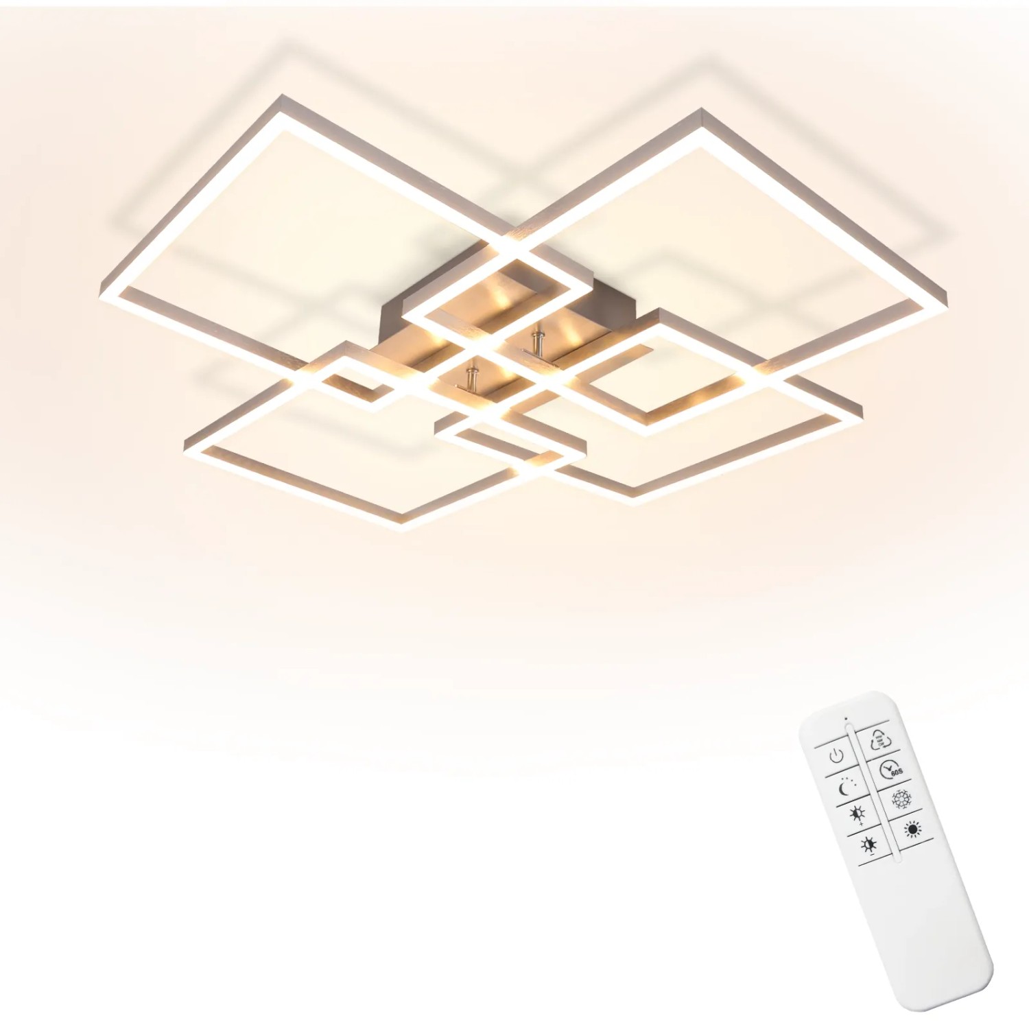 ZMH LED Deckenleuchte 48 W 5.500,m mit Fernbedienung Stufenlos Dimmbar 3.000-6.500 K Silber