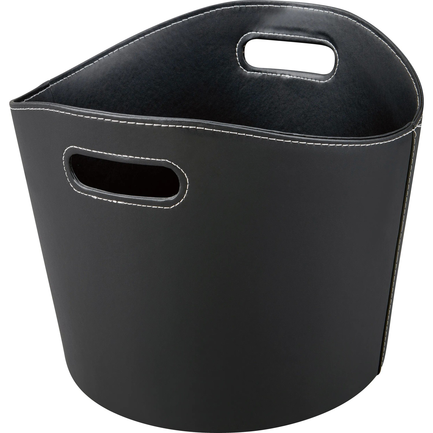 Kaminholzkorb Lederoptik Ø 39 cm Schwarz