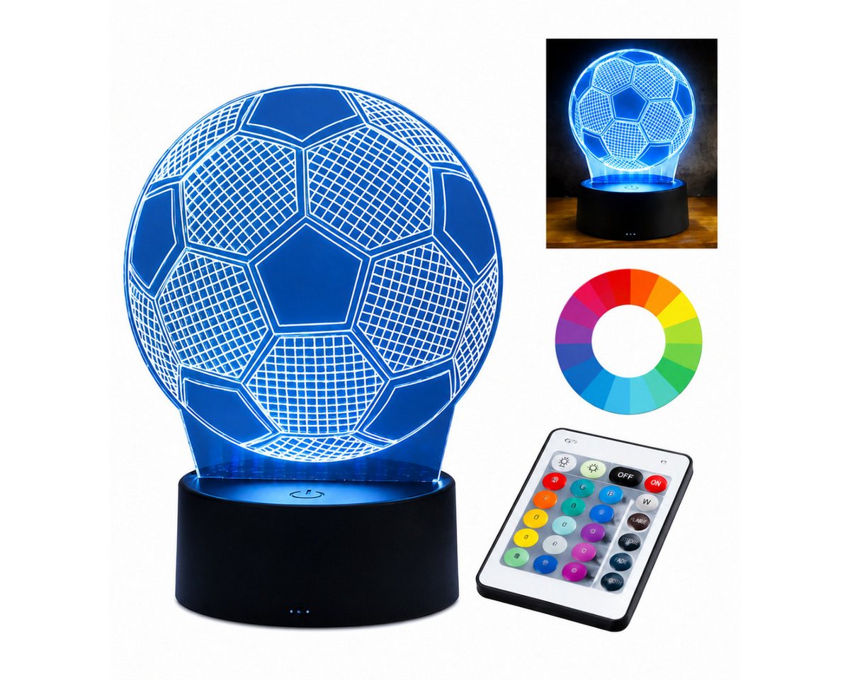 R2 Invest LED Nachtlicht Fußball Nachtlicht LED Dekolampe mit Acrylscheibe und Farbwechsel
