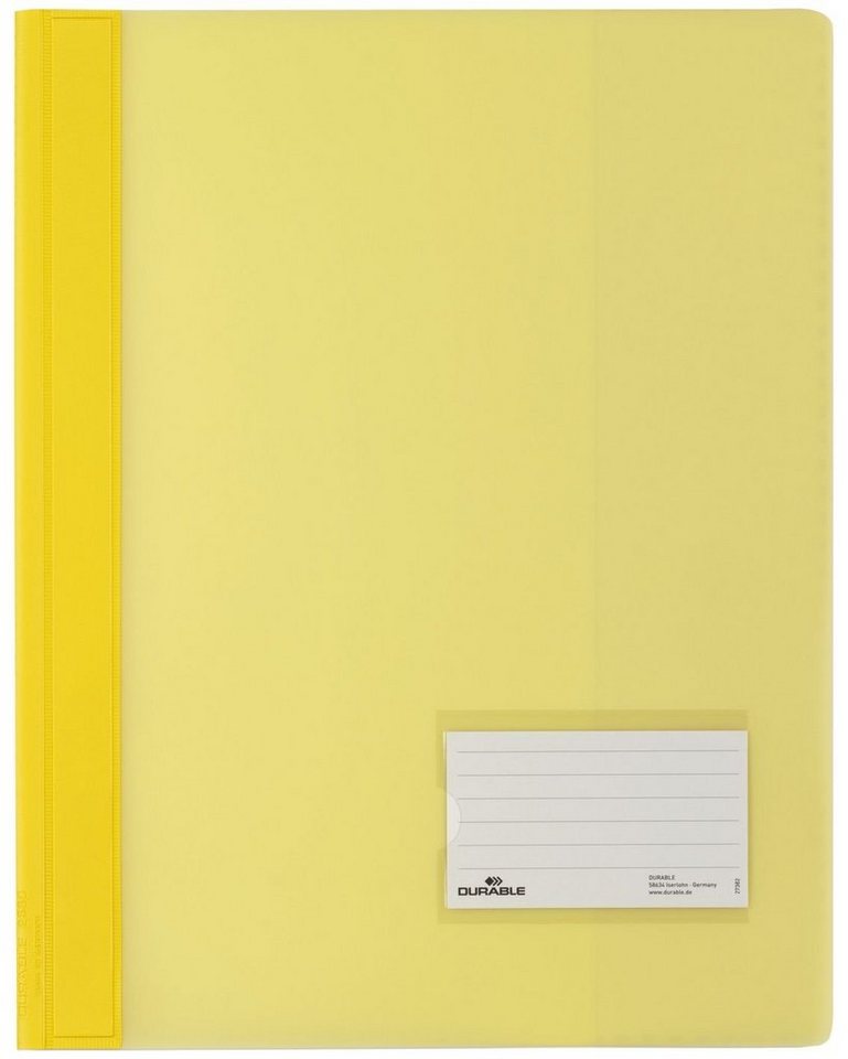 DURABLE Hefter 04 Schnellhefter DURALUX® - A4 überbreit, transluzente Folie, gelb