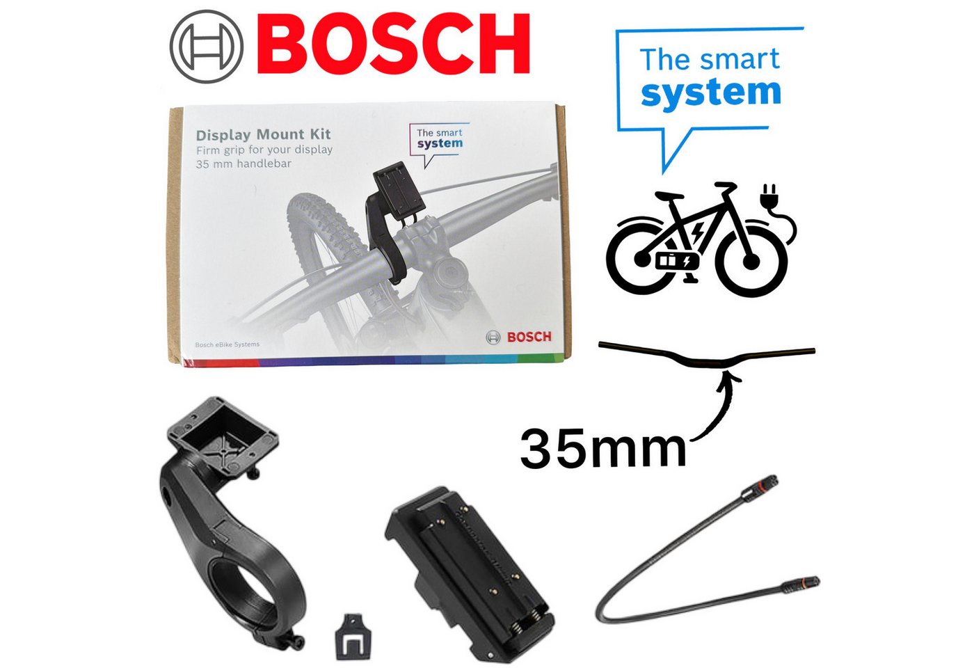 BOSCH Fahrradkurbel Bosch Ebike Nachrüst-Kit 1-Arm Fahrrad Lenker Halter 35mm