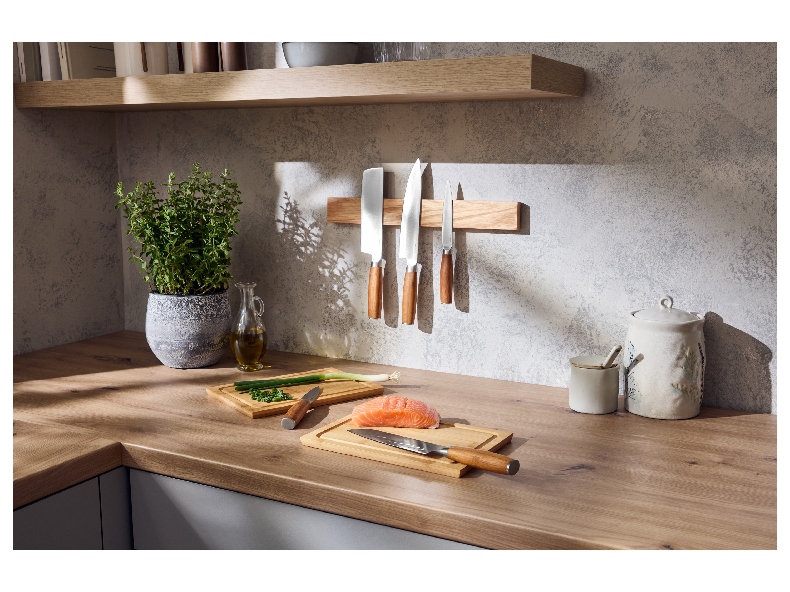 SILVERCREST® Küchenmesser Holz-Griff (Santokumesser)