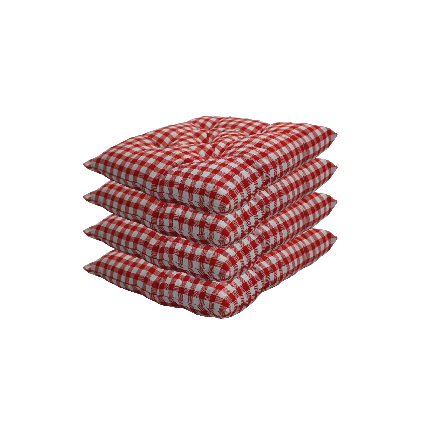 NYVI Stuhlkissen Genua 38x38 cm 4er Pack Sitzkissen mit Steppung Farbe:Karo-Rot