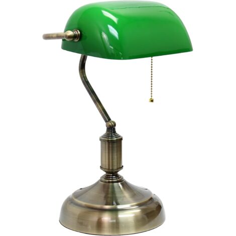 Schreibtischlampe Im Bankstil – Im Allgemeinen Geeignet Für Chefetagen Und Arbeitsbereiche – 1 Stück. Leuchtmittel Enthalten.