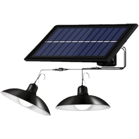 Solar-pendelleuchte. 60 Doppelköpfige Leds Mit Fernbedienung (warmweißes Licht) – Ideal Für Gartenhäuser, Nebengebäude, Innenhöfe Etc. – 1 Stück