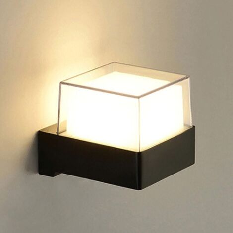 Quadratische, Wasserdichte Außenwandleuchte Mit Einem Leuchtenkopf – Ideal Für Gärten, Flure Etc. – 1 Stück. Schwarz. 7 W. Warmes Licht.