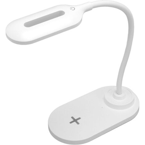 Led-schreibtischlampe – Integrierte Schreibtischlampe Mit Kabellosem Ladegerät. Ideal Für Büro, Schlafzimmer Etc. – 1 Stück. Weiß.