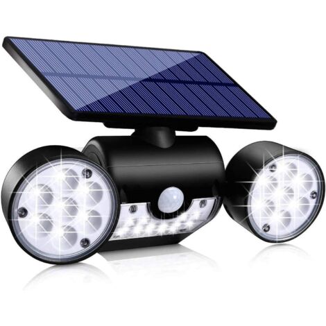 Wasserdichte Led-solar-außenleuchte – Mit Bewegungsmelder, Zwei Strahlern Und 360°-neigungswinkel – Ideal Für Gärten – 1 Stück