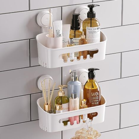 Ablage Mit Saugnapf – Ideal Für Bad, Wc Und Küche – Abnehmbare Ablage. 2 Stück. Weiß.