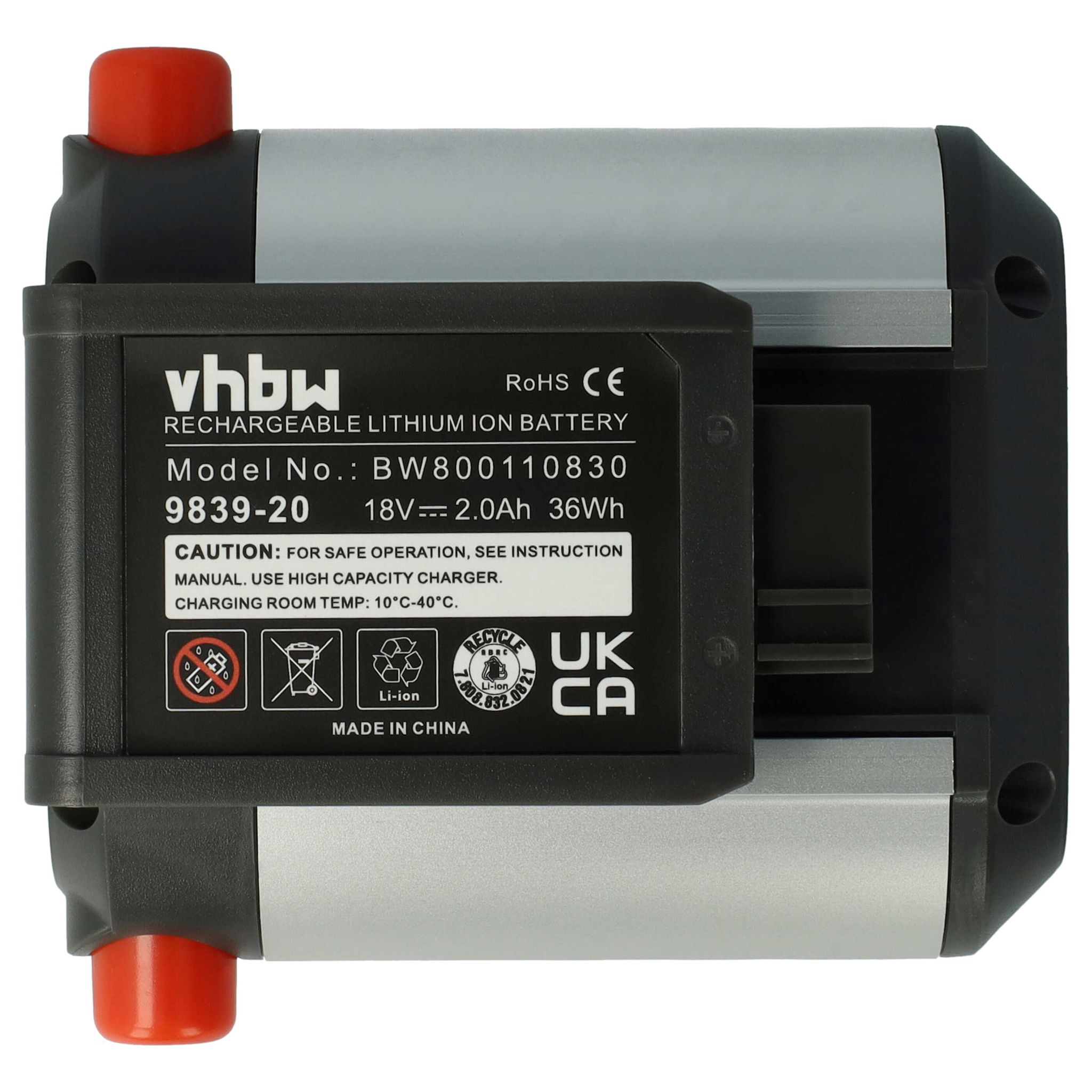 Vhbw Akku Kompatibel Mit Gardena Easycut Li-18/23 (9824-20) Rasenmäher Grasschere, Strauchschere 2000mah (18v, Li-ion)