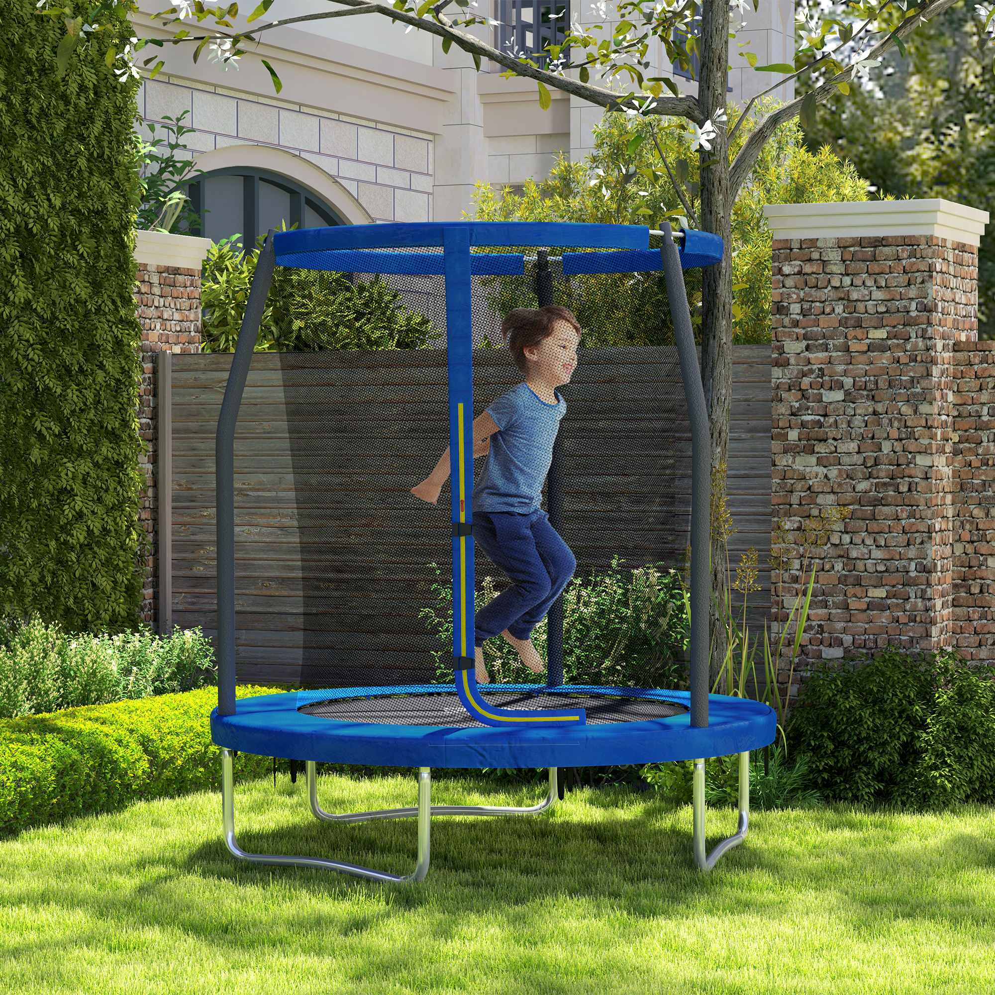 Kindertrampolin Für Kinder Ab 6 Jahren Mit Sicherheitsnetz Ø183x200 Cm Blau