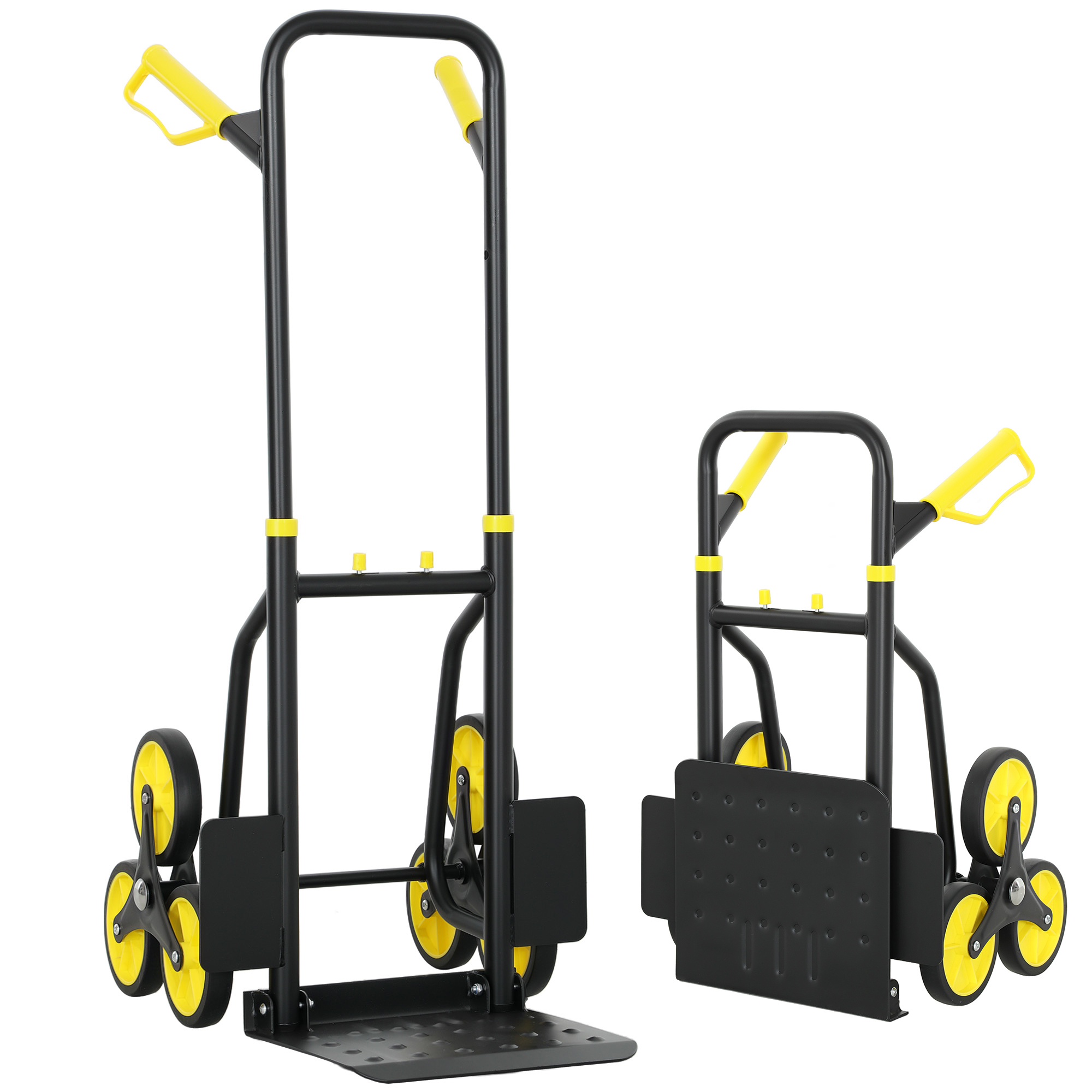 Klappbarer Treppenwagen, Tragkraft 120 Kg, 6 Räder, Stahl-transportwagen Mit Teleskopseilen, 44 X 38 X 106,5 Cm, Gelb
