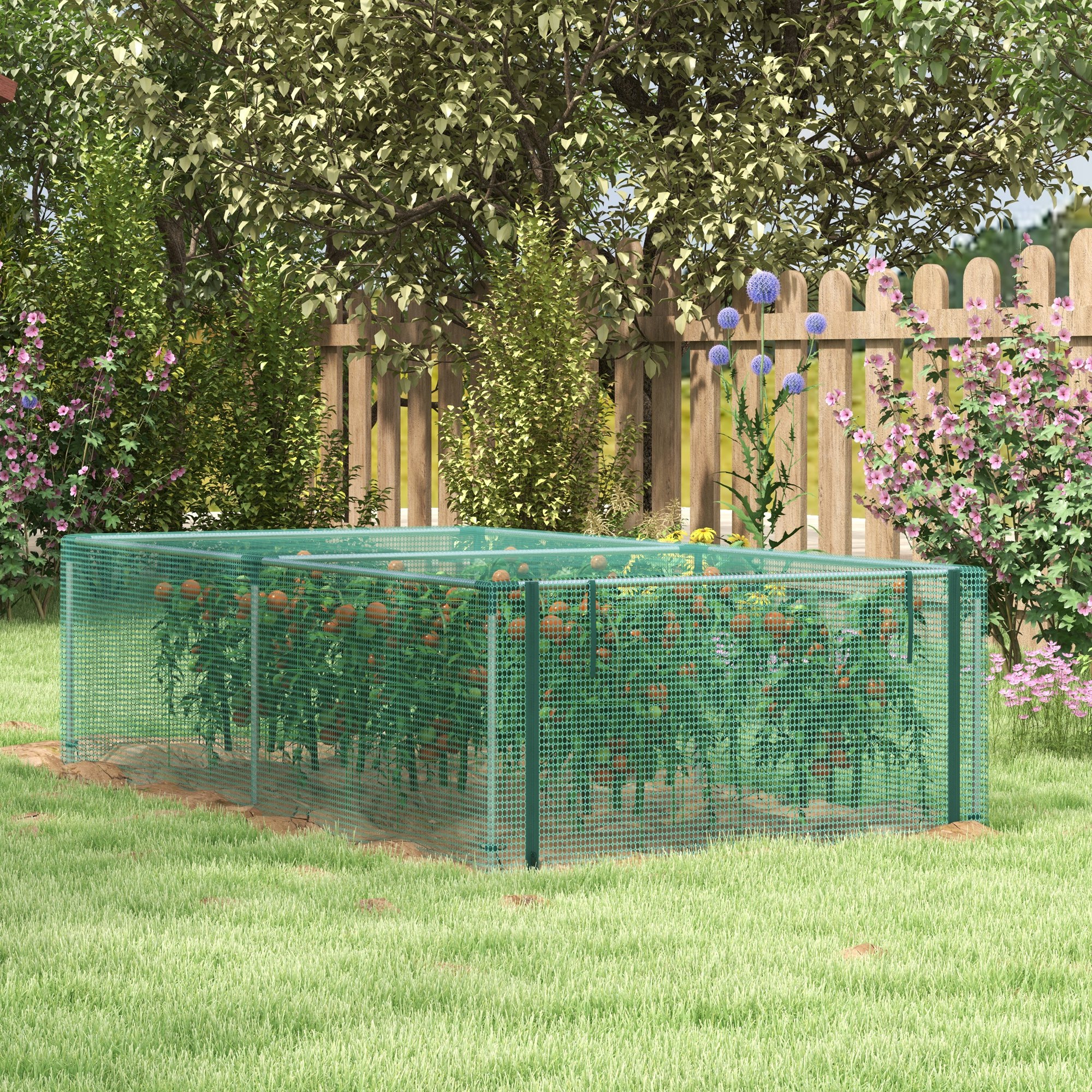 Gartengewächshaus, Tomatengewächshaus, Schutznetz, Aufrollbare Tür Mit Reißverschluss, Hdpe, Abmessungen 125 X 248 X 62,5 Cm (l X B X H)