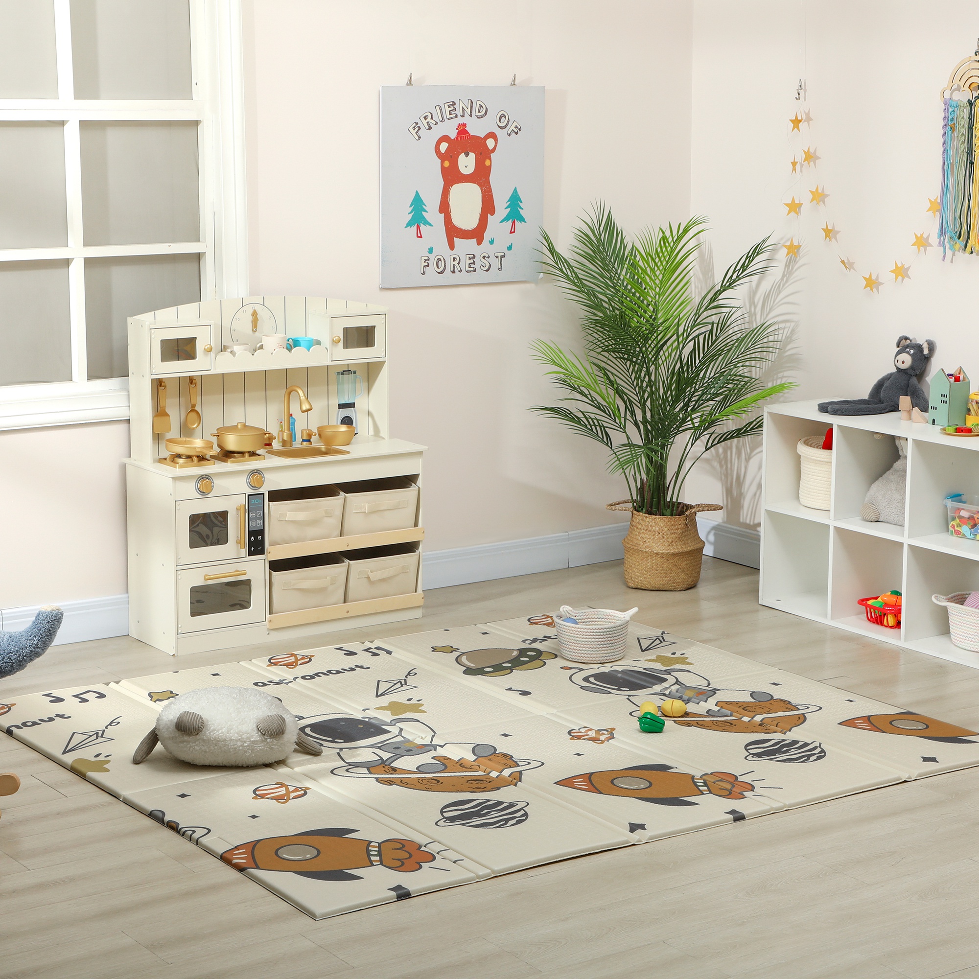 Spielmatte Für Babys, Doppelseitige, Faltbare Krabbelmatte Für Kinder, Wendbar Und Wasserdicht, Mit Astronauten- Und Planetenmotiven