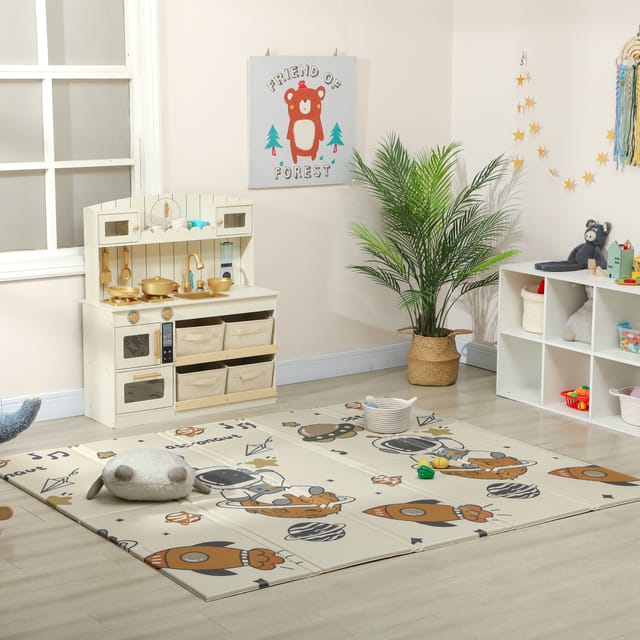 Spielmatte Für Babys, Doppelseitige, Faltbare Krabbelmatte Für Kinder, Wendbar Und Wasserdicht, Mit Astronauten- Und Planetenmotiven