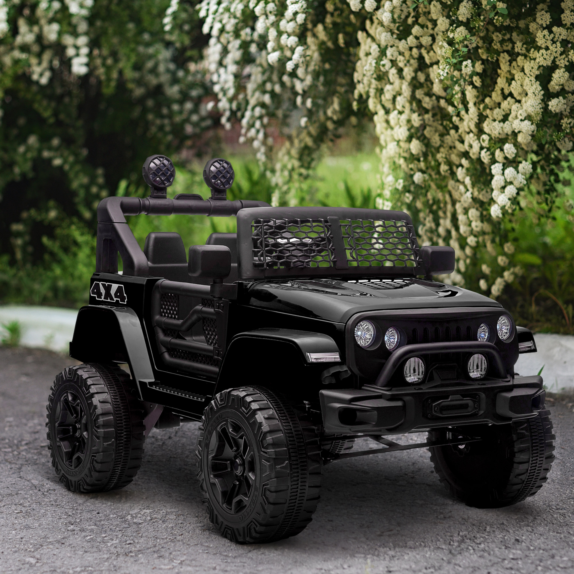 Elektrisches Kinderauto Für Kinder Von 3–6 Jahren, 12 V, Mit Fernbedienung Und Manueller Steuerung, Doppelmotor, Scheinwerfer Und Hupe, 100 X 64,2 X 71 Cm, Schwarz