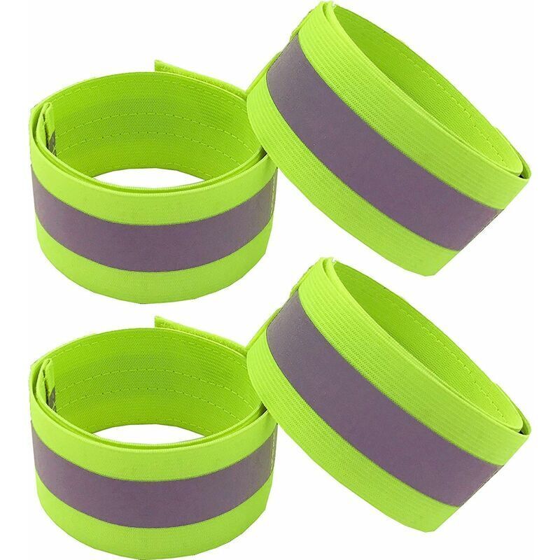 Juego De 4 Brazaletes Reflectantes De Seguridad - Alta Visibilidad Para Ciclismo Y Running - Elástico Fluorescente Con Velcro