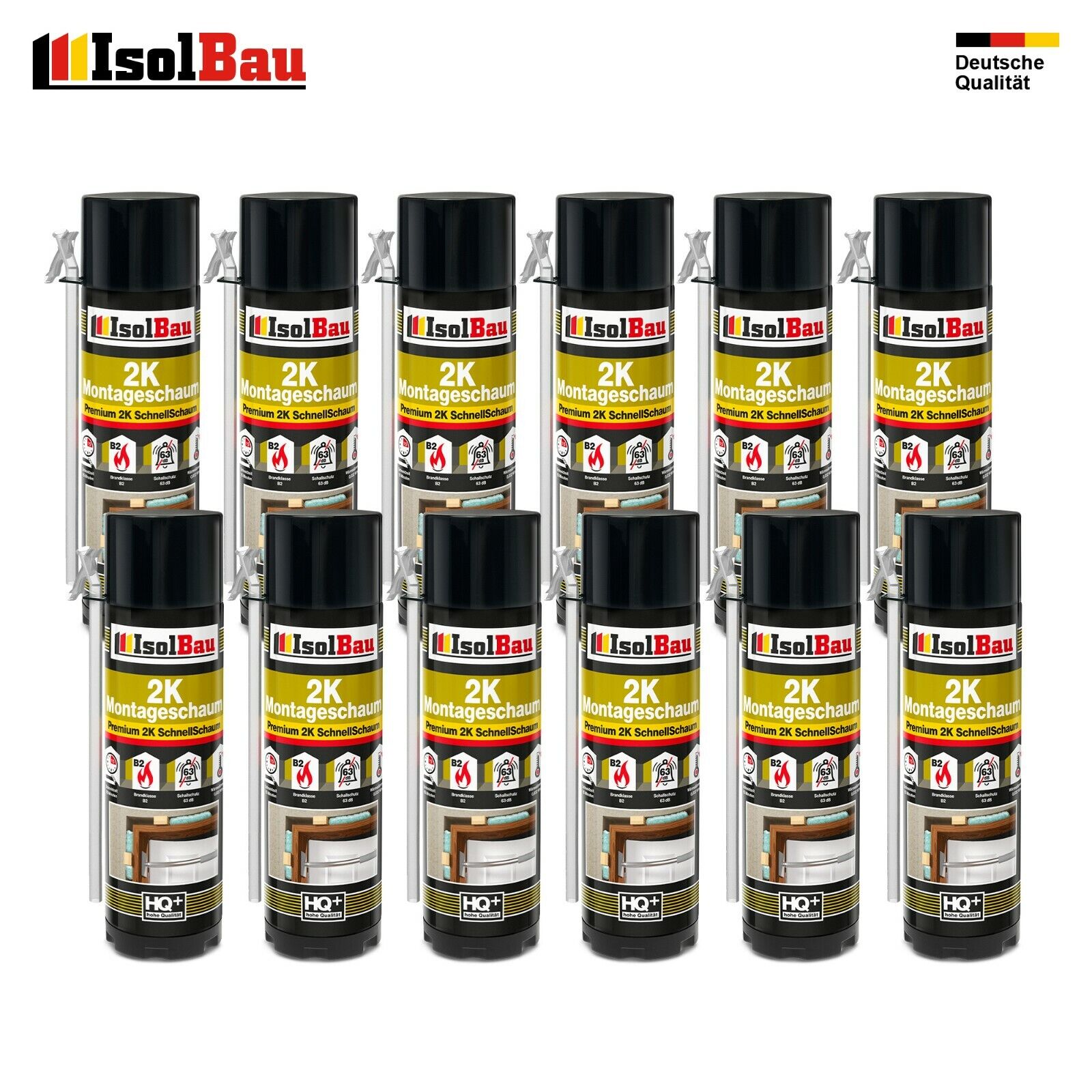 2k Montageschaum 12x 400ml Zargenschaum Türschaum Schnellschaum Pu Adapterschaum