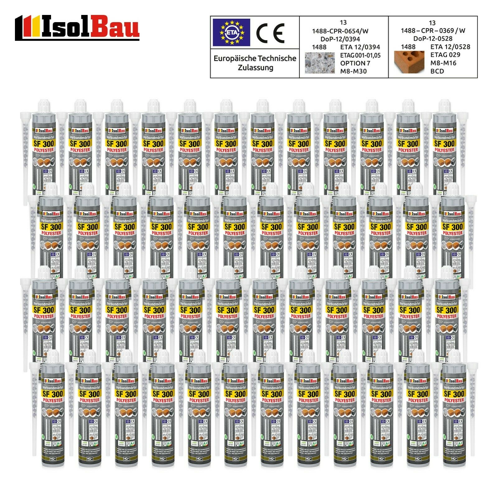 48x 300ml Injektionsmörtel Verbundmörtel Sf 300 96x Mischer Montagemörtel