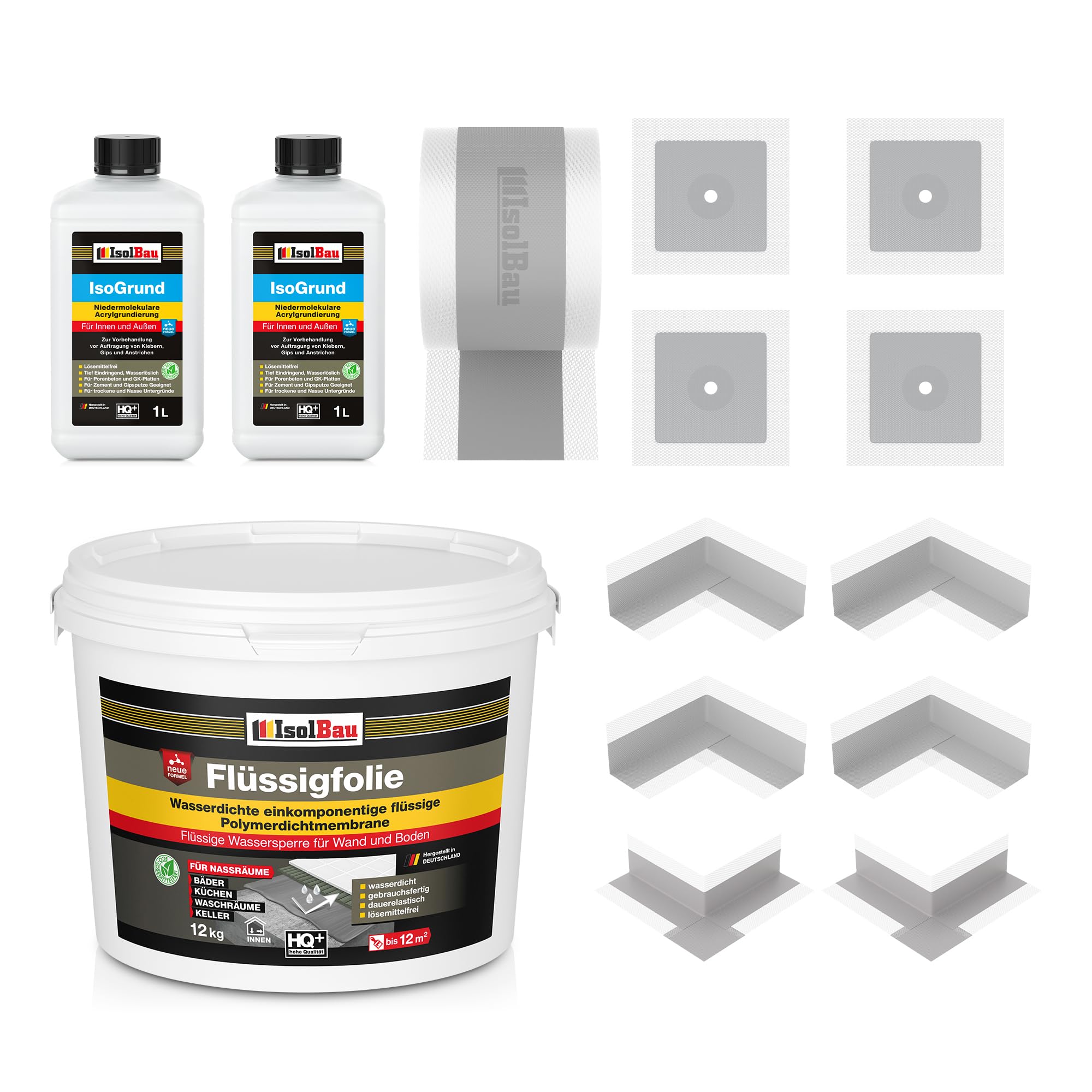 Isolbau Dicht-set Duschabdichtung Bad Flüssigfolie Dichtfolie 12 Kg Dichtband