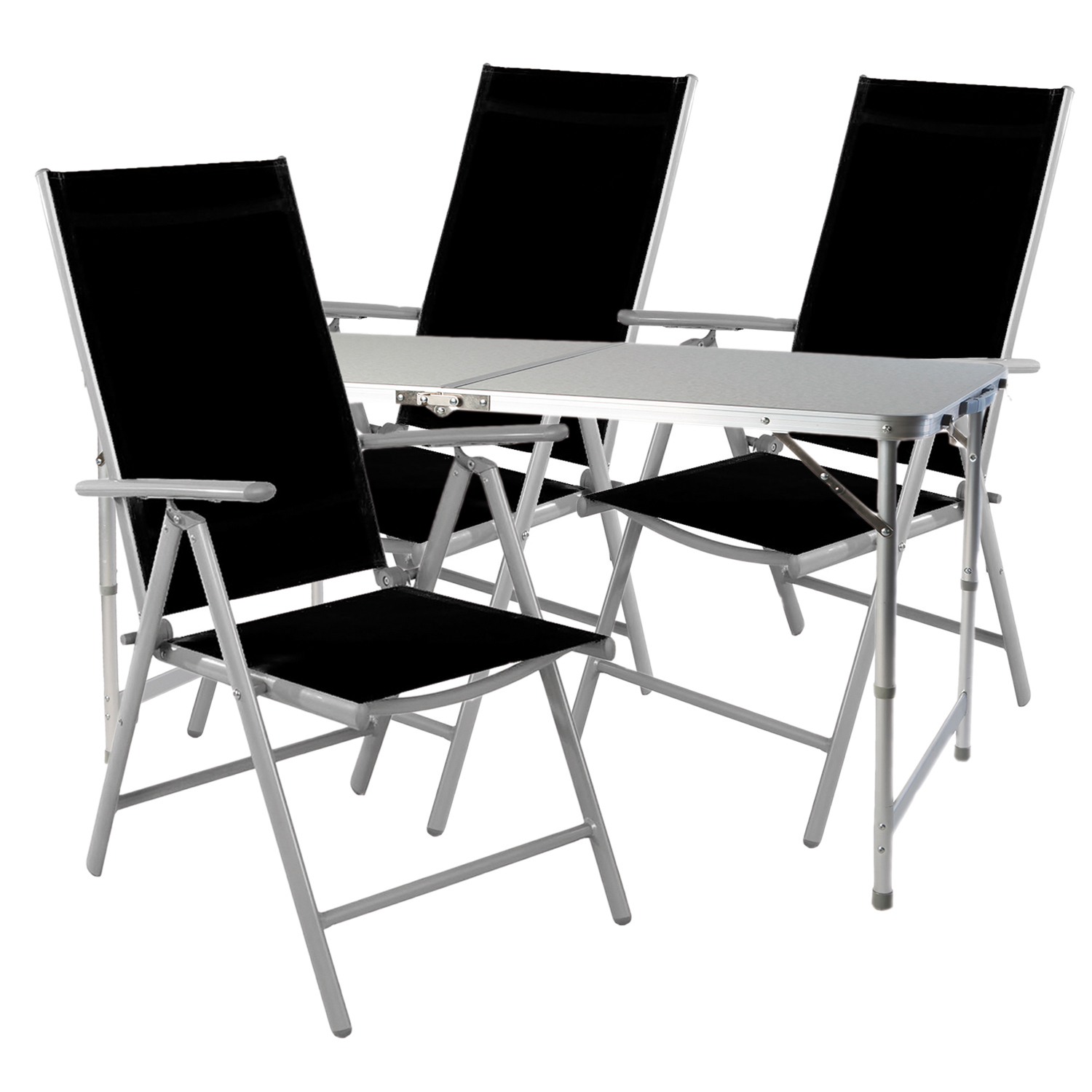 Mojawo - 4-teiliges Campingmöbel Set 120x60x58/70cm-mmc330872+3xmmc5000s