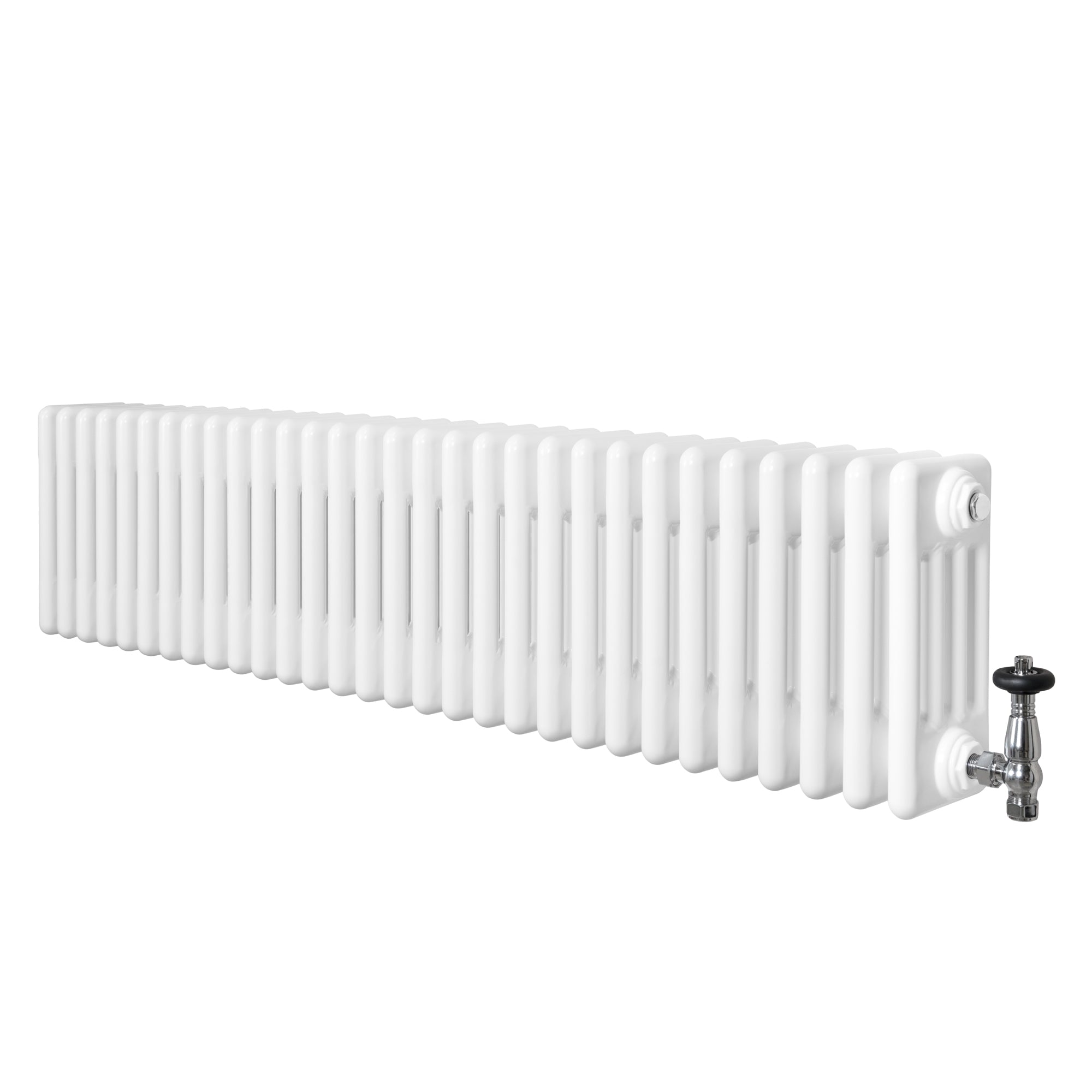 Röhrenheizkörper 4 Säulen Mit Trv Chromventile – 300mm X 1370mm –