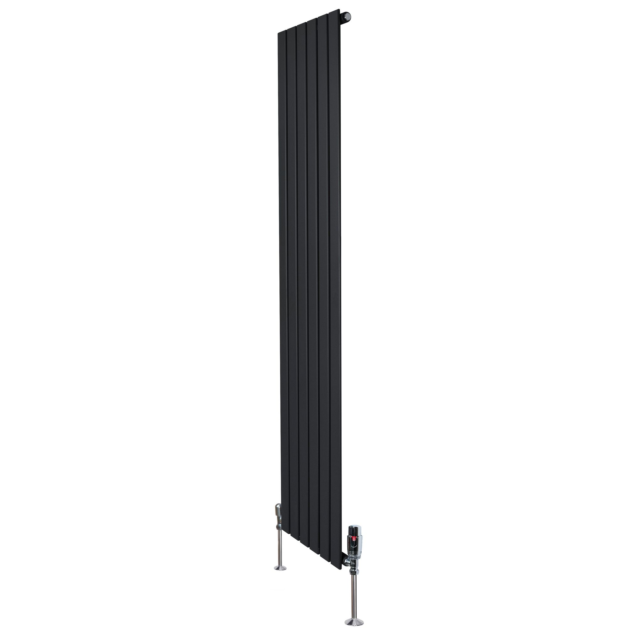 Flachheizkörper & Ventile – 1800mm X 420mm – Schwarz