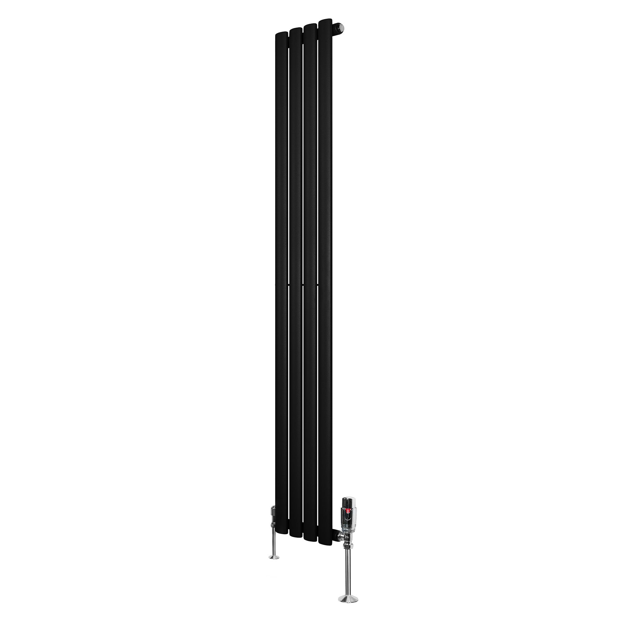 Gliederheizkörper Mit Trv Chromventile – 1600mm X 240mm – Schwarz