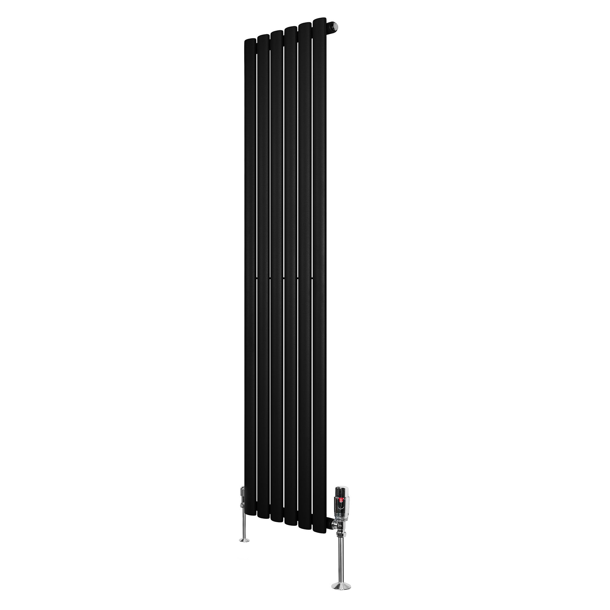 Gliederheizkörper Mit Trv Chromventile – 1600mm X 360mm – Schwarz