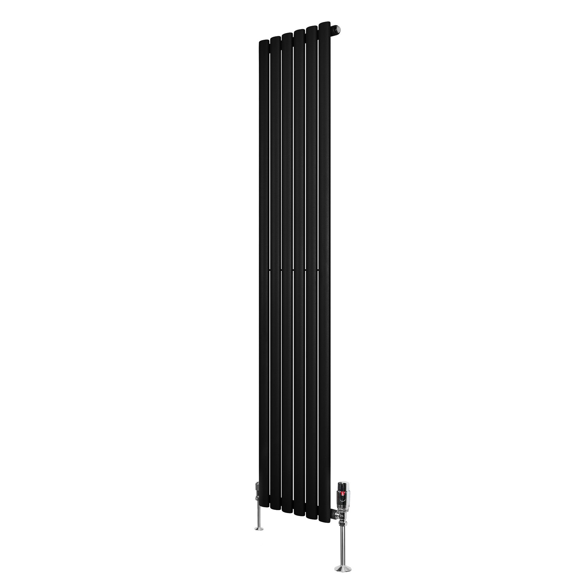 Gliederheizkörper Mit Trv Chromventile – 1800mm X 360mm – Schwarz