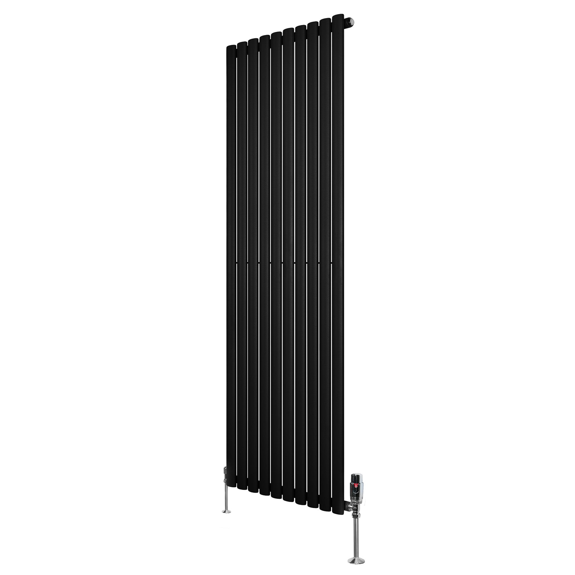 Gliederheizkörper Mit Trv Chromventile – 1800mm X 600mm – Schwarz