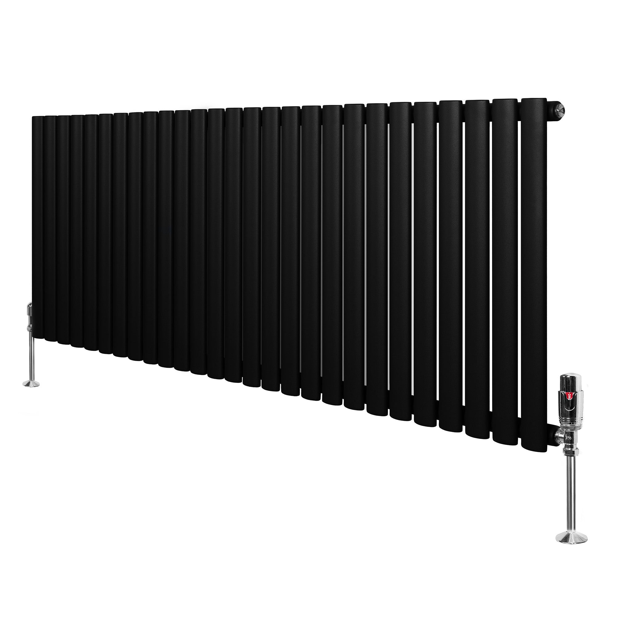 Gliederheizkörper Mit Trv Chromventile – 600mm X 1620mm – Schwarz