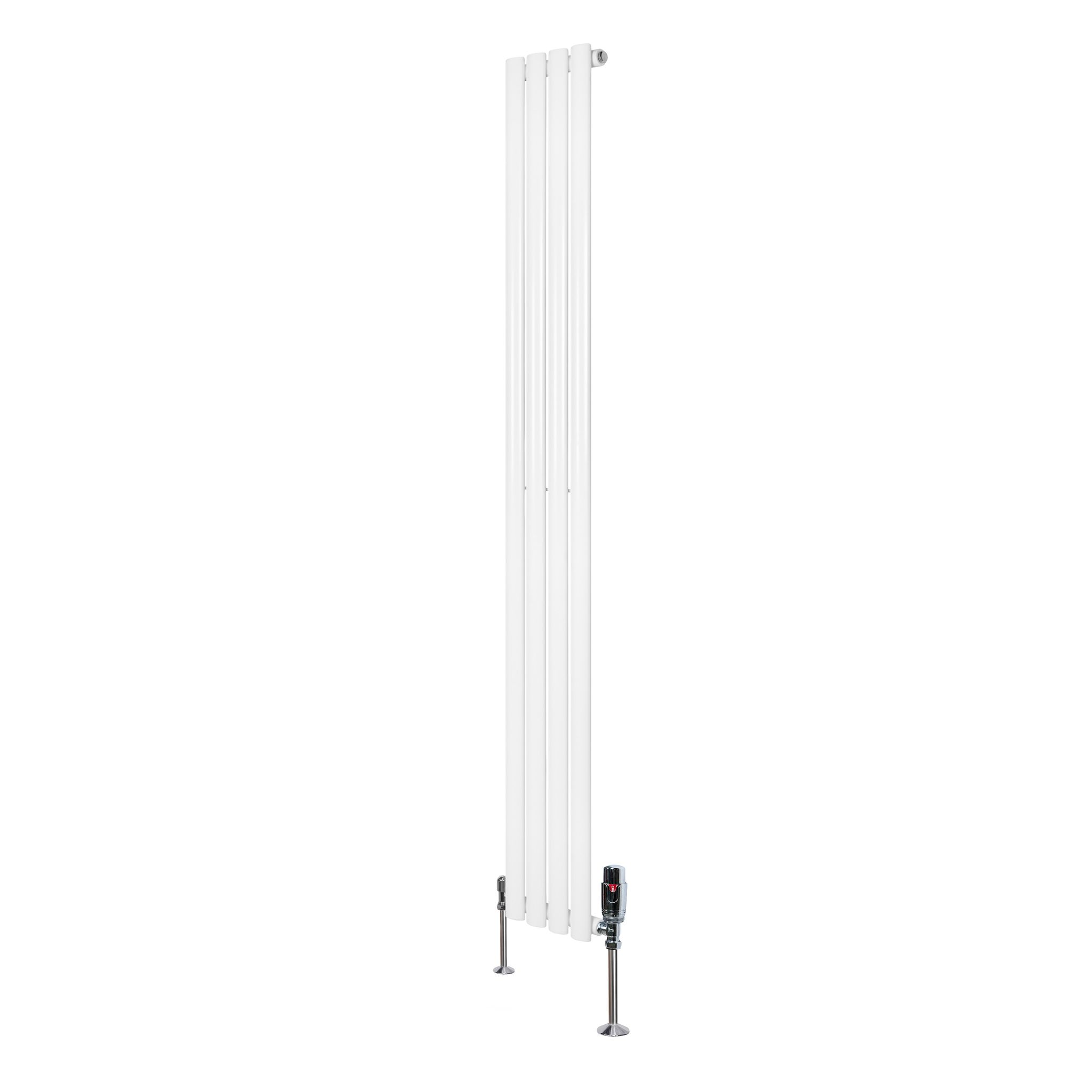 Gliederheizkörper Mit Trv Chromventile – 1800mm X 240mm – Weiß
