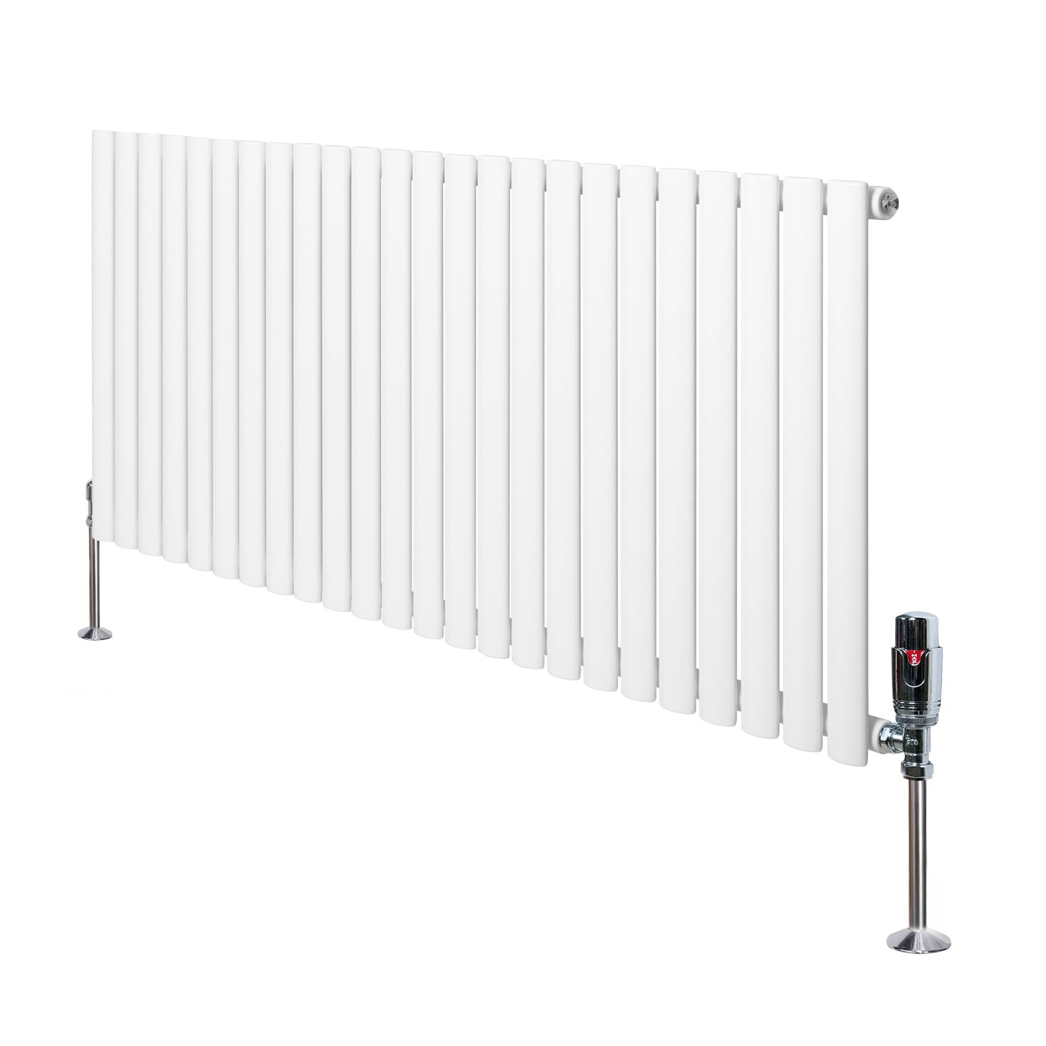 Gliederheizkörper Mit Trv Chromventile – 600mm X 1440mm – Weiß