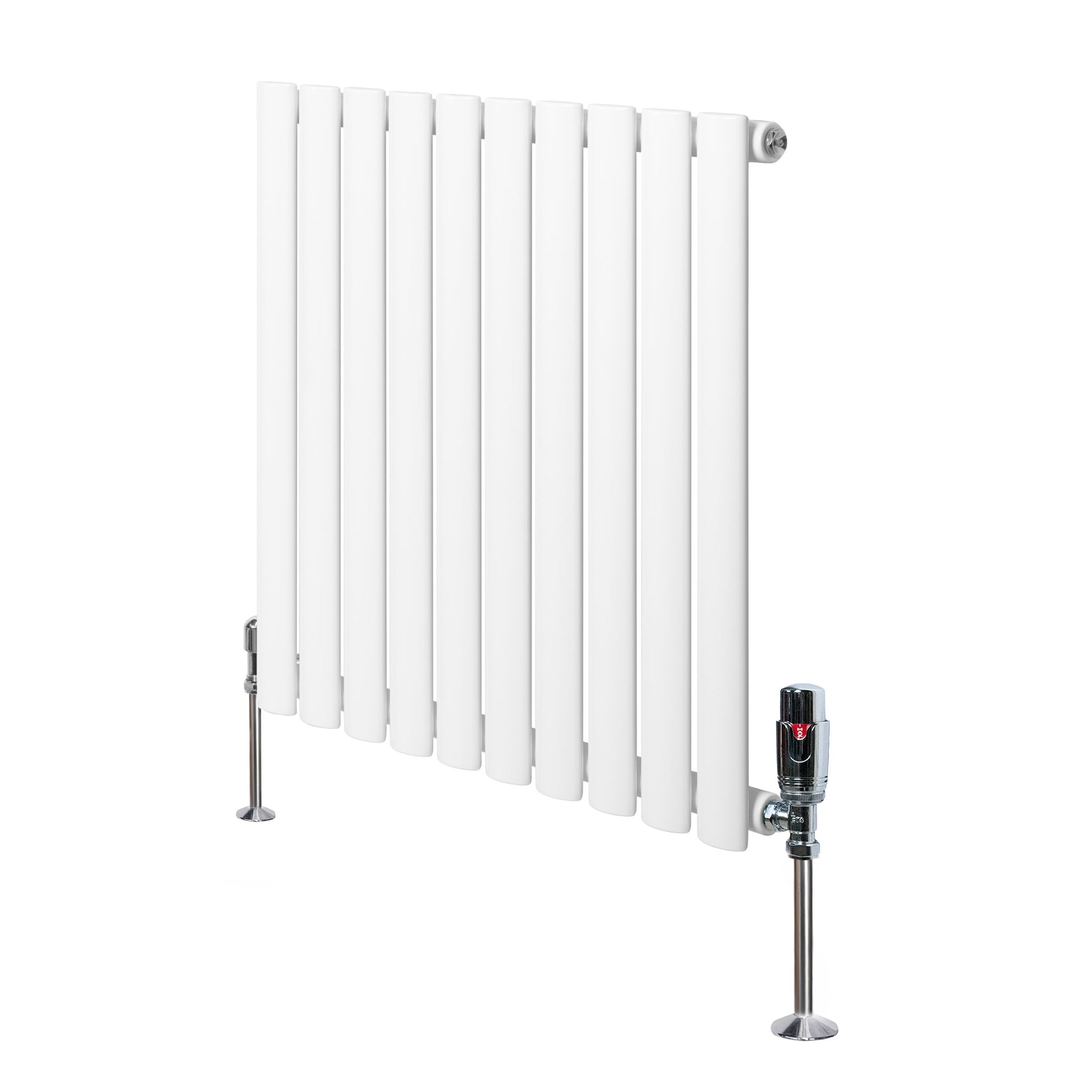 Gliederheizkörper Mit Trv Chromventile – 600mm X 600mm – Weiß