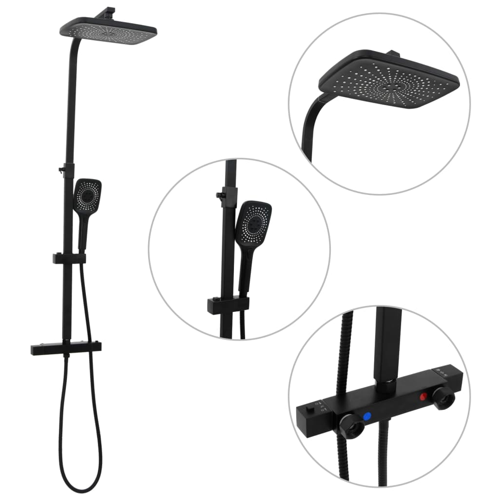 Doppelkopf-duschset Mit Mischbatterie Schlauch Schwarz Messing
