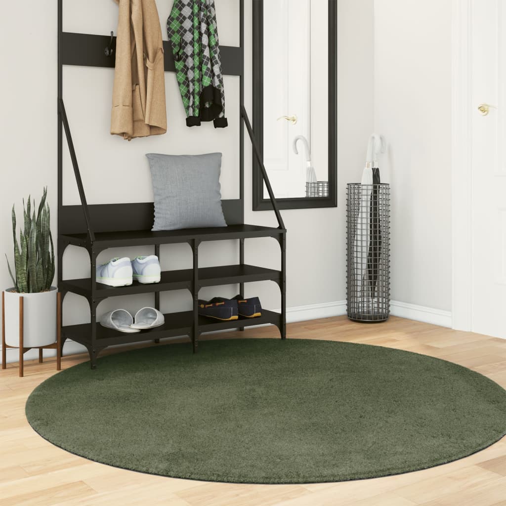 Teppich Huarte Kurzflor Weich Und Waschbar Waldgrün Ø 160 Cm