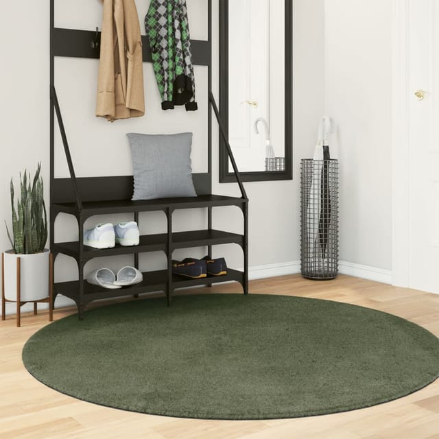 Teppich Huarte Kurzflor Weich Und Waschbar Waldgrün Ø 160 Cm