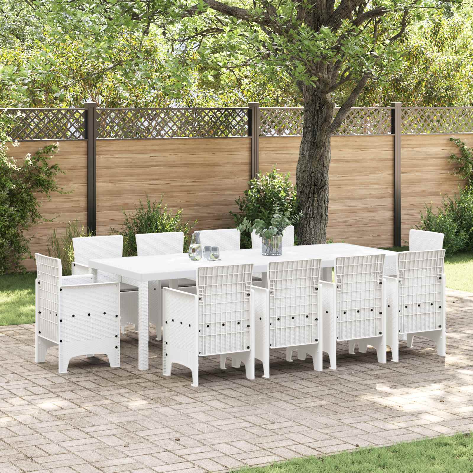 Garten Essgruppe 11 Pcs Weiß Polypropylen