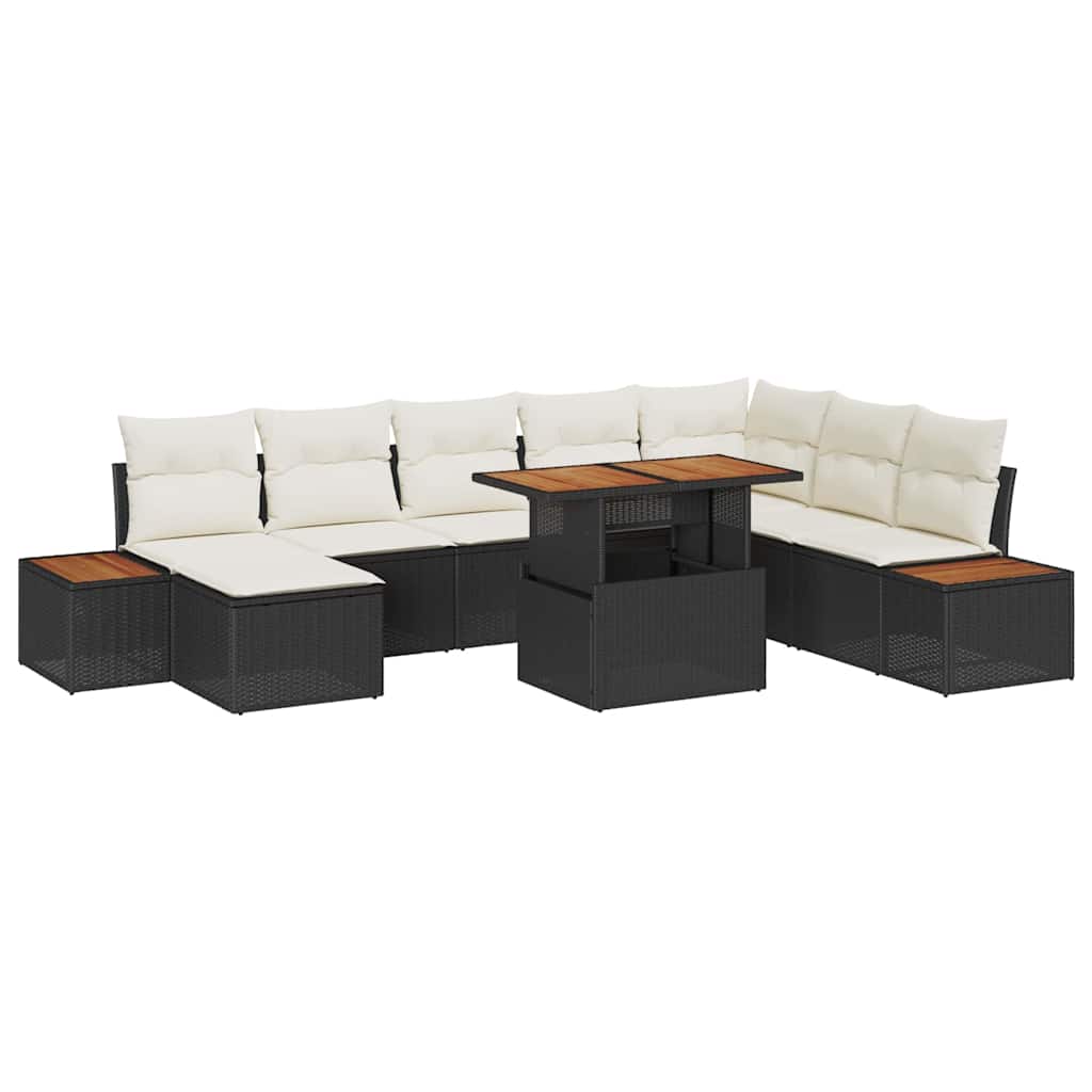 Maison Exclusive - Gartensofa-set 9 Stk. Schwarz Und Beige